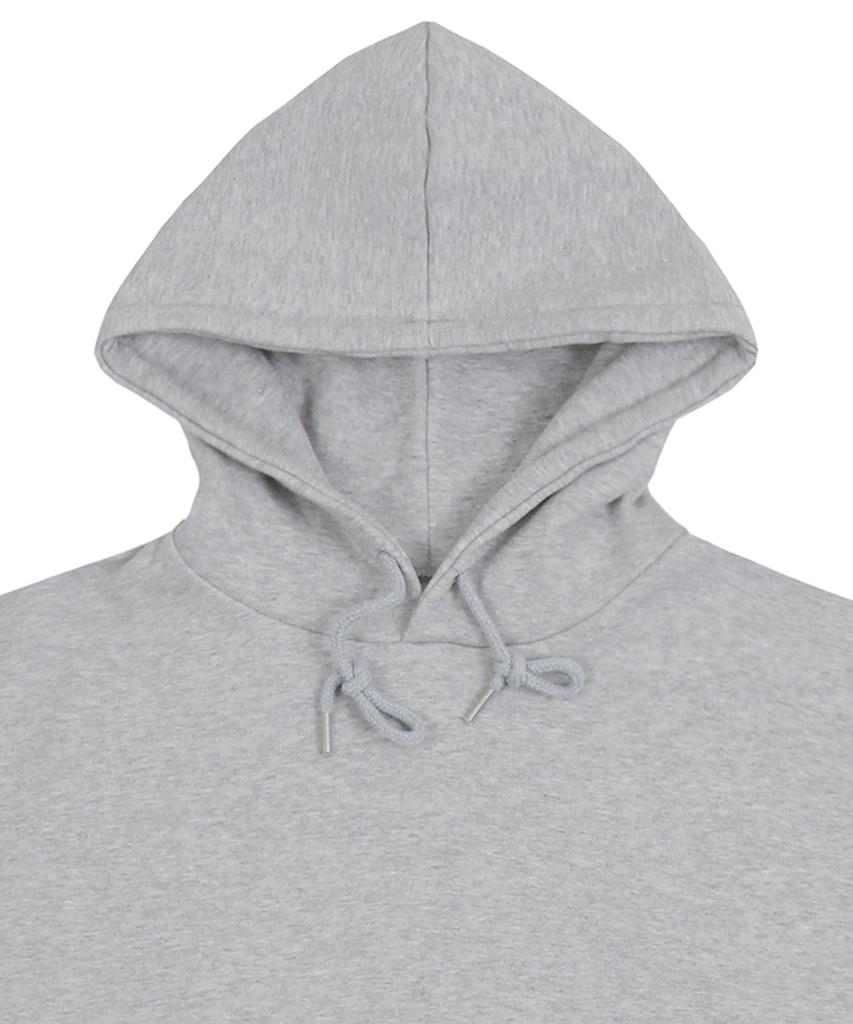 [Unisex] Elbow Puppy Face Smile Hoodie_Gray/Blue Logo