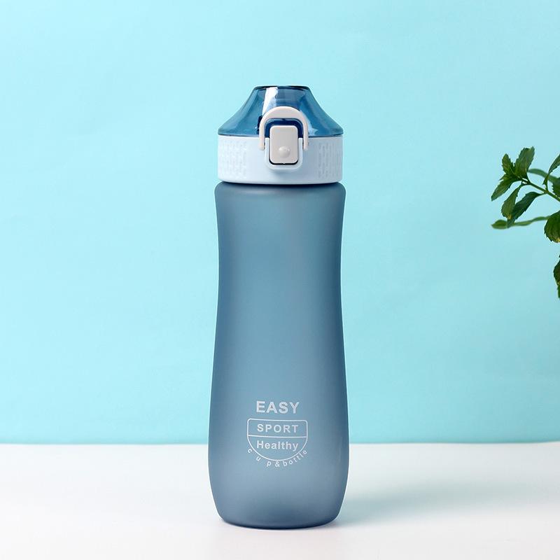 Frosted Space Cup Large Capacity Water Cup with Handle Straight MouthSpring Cap Plastic Water Cup Sports Player