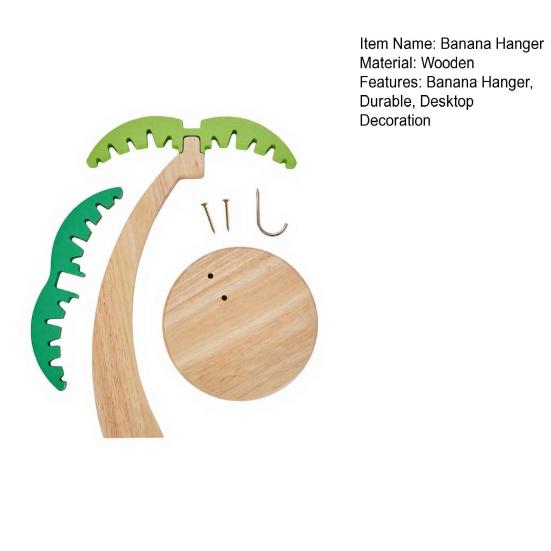 Solid Wood Banana Rack Wooden Hanger, Coconut Tree Shape, with Metal Hook, Fruit Display Stand Tropical Theme Stable Base Rack, for Kitchen Countertop