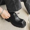 Crossed head niche leather shoes men's Paris platform heightening versatile British Derby hairstylist square head tide shoes 58866-J