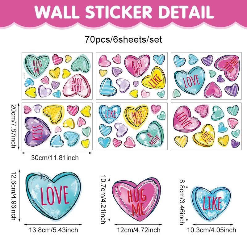 Valentine Heart Window Sticker Colorful Love Glass Decal Static Cling Romantic Holiday Decor Home Party Decoration