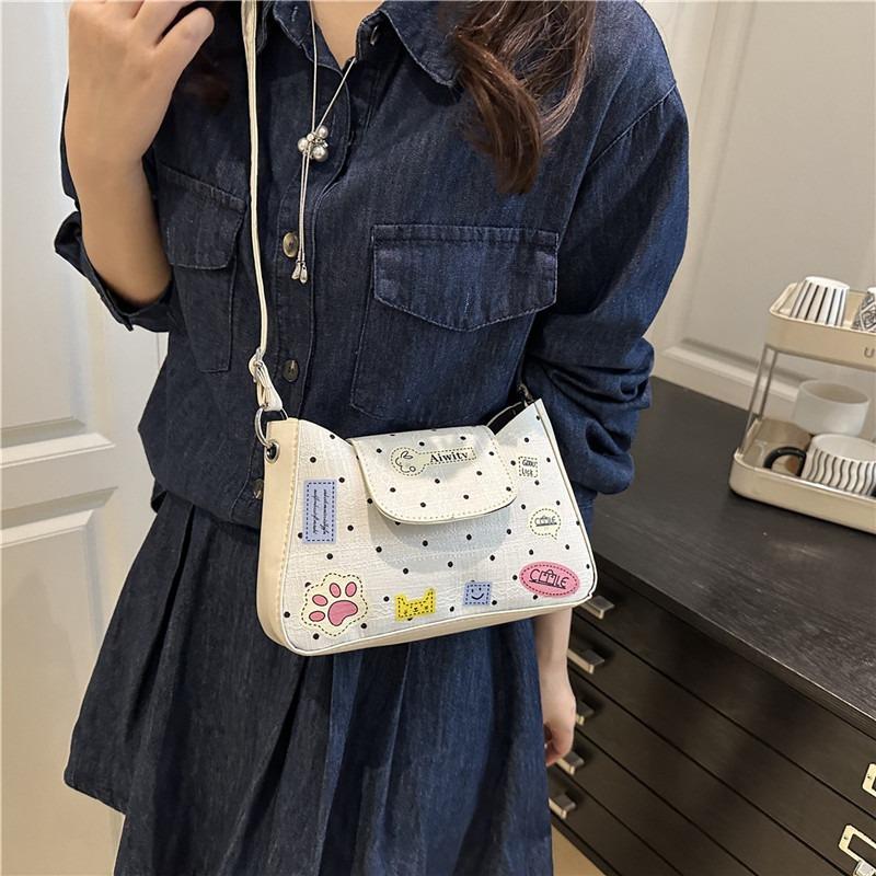 Casual polka dot beautiful new versatile commuter cute shoulder messenger bag women's bag