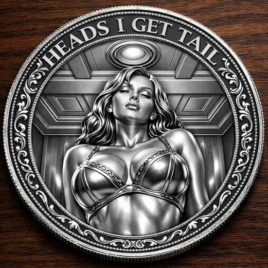 Heads I Get Tail/Tails I Get Funny Head And Head Commemorative Coin Challenge Coin Tail Double-Sided Cheeky Lucky