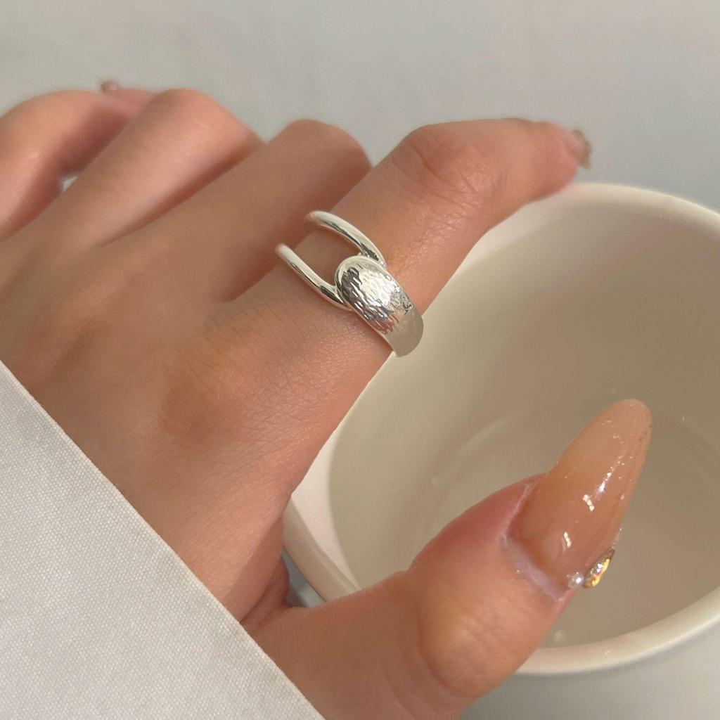 Korean Style Irregular 925 Sterling Silver Women's Versatile Ring, Non-Fading Niche Ins Design