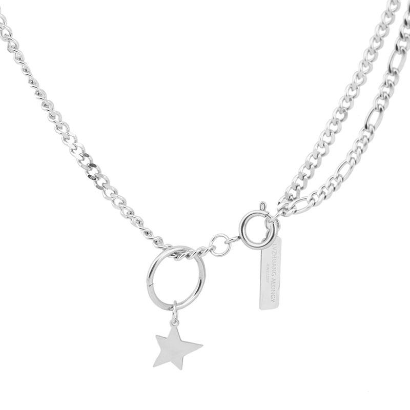 The star has the same asymmetrical star necklace, male and female couples collarbone chain short necklace.