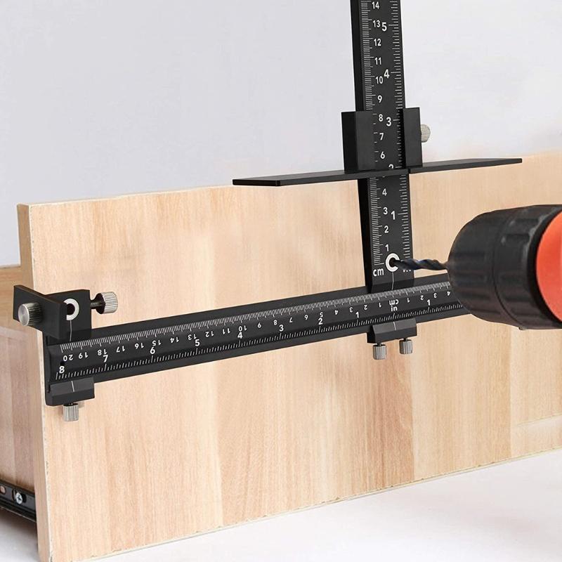 Cabinet Hardware Adjustable Punch Locator Woodworking Drilling Template Drill Guide for Installing Handle on Door Drawer