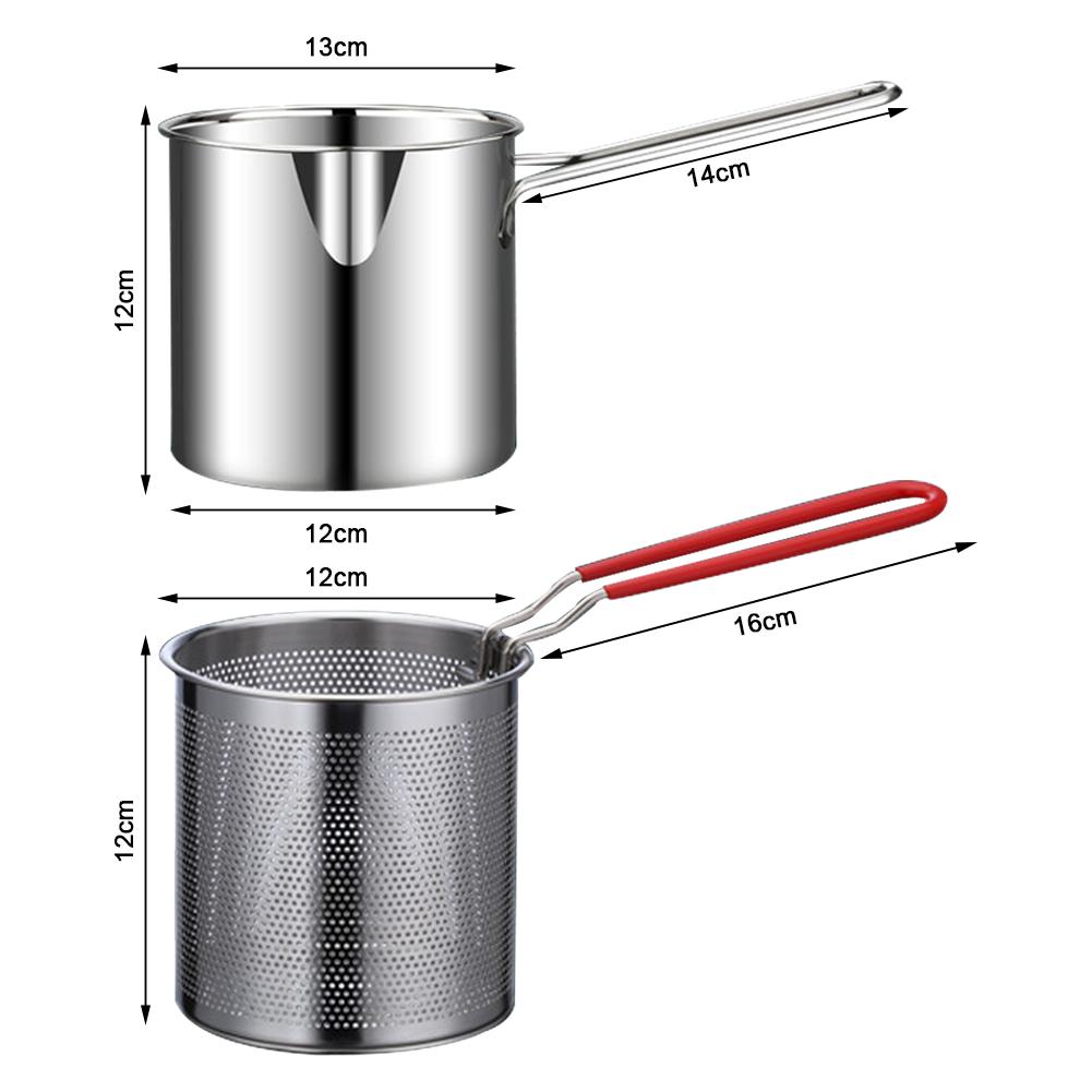 1.5/TwoL Oil Filter Vessel Multi-Functional With Frying Basket Grease Container Large Capacity Stainless Steel Oil Strainer Pot