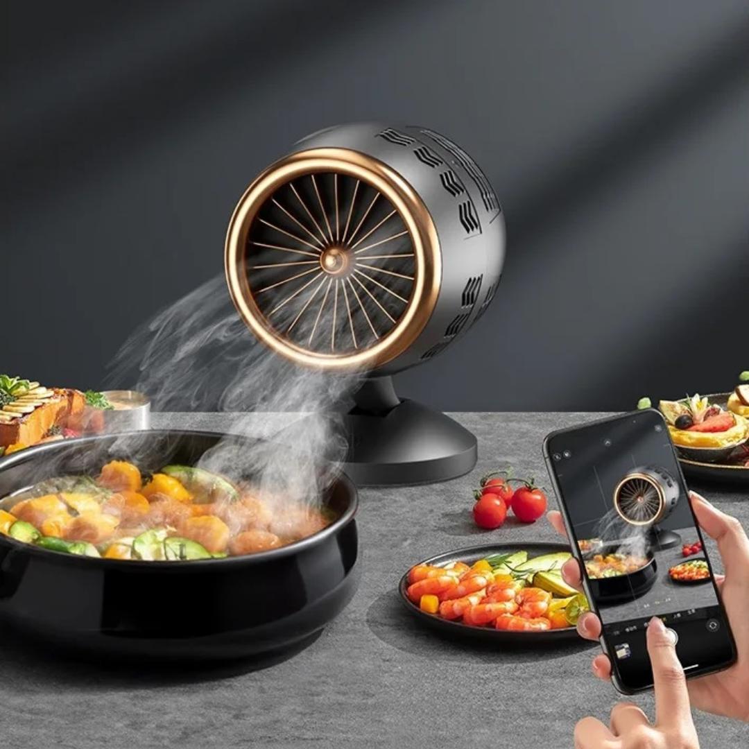 Draagbare afzuigkap, draagbare desktop afzuigkap met 3 snelheden, afneembare en wasbare ventilator, voor BBQ, koken, hotpot, camping, camper (Zwart