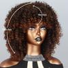 LISI HAIR Afro Women Short Brown Wig Synthetic Fiber Curly Hair Wigs for Women Fluffy Ombre Hairstyle Party Regular Curly Wig
