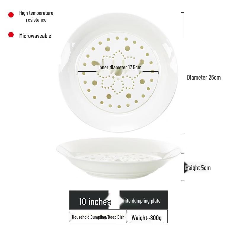 Zhishi Chinese Style Bone China Drainable Dumpling Plate