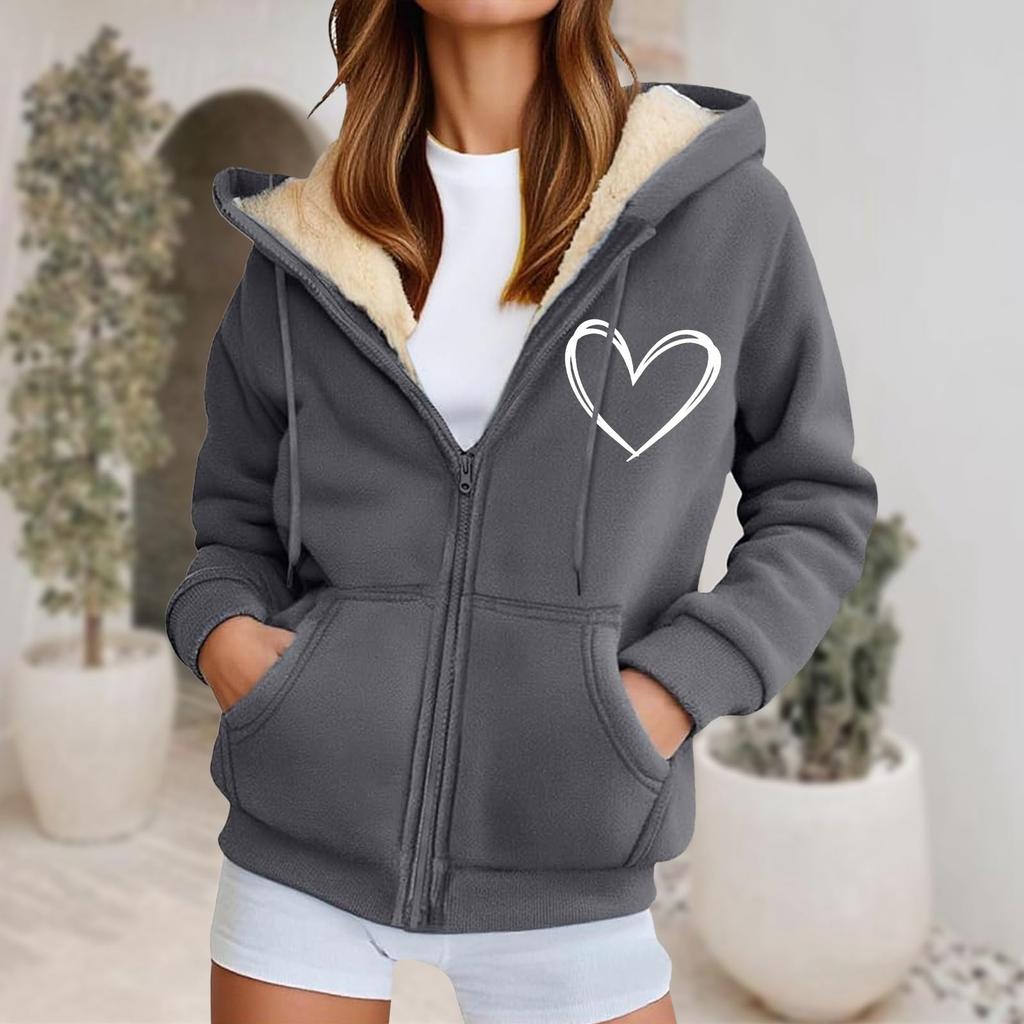 Women's Fashion Casual Sweatshirt Loose Zipper Cardigan Long Sleeve Hooded Jacket