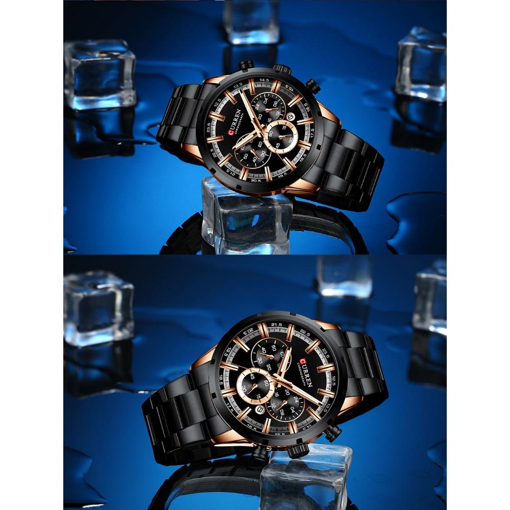 Curren Herrenuhr Blaues Zifferblatt Edelstahlarmband Datum Herren Business Herrenuhren Wasserdicht Luxus Herren Armbanduhren für Herren