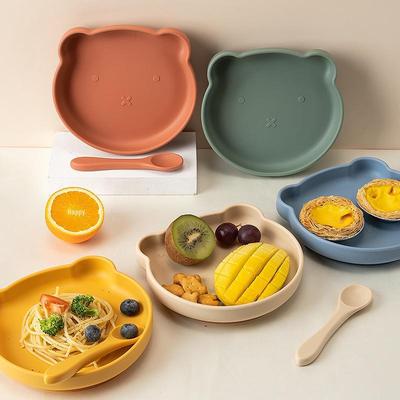 Ensemble d'alimentation pour bébé en silicone de qualité supérieure: Bol à ventouse et assiette anti-chute résistant aux hautes températures