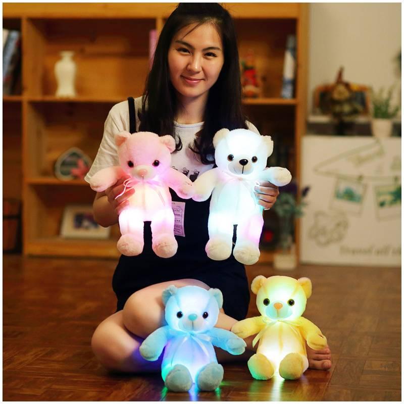 Adorable Teddy Bear Plush Toy With Led Colorful Lights Small Size Long Plush Flashing Function
