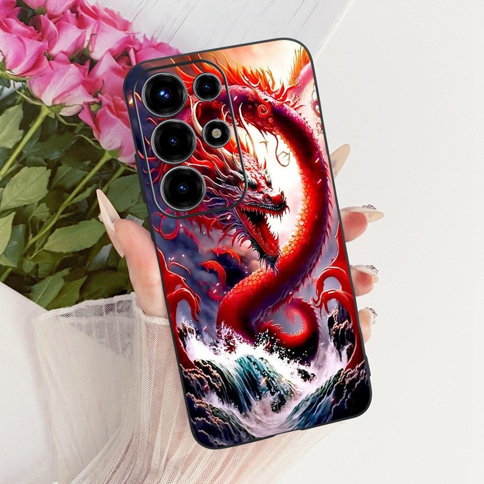 For Itel S26 Ultra Super 26 Ultra Phone Case Cute Cat Dragon Cartoon Design Back Cover Black Soft Silicone Casing S688LN