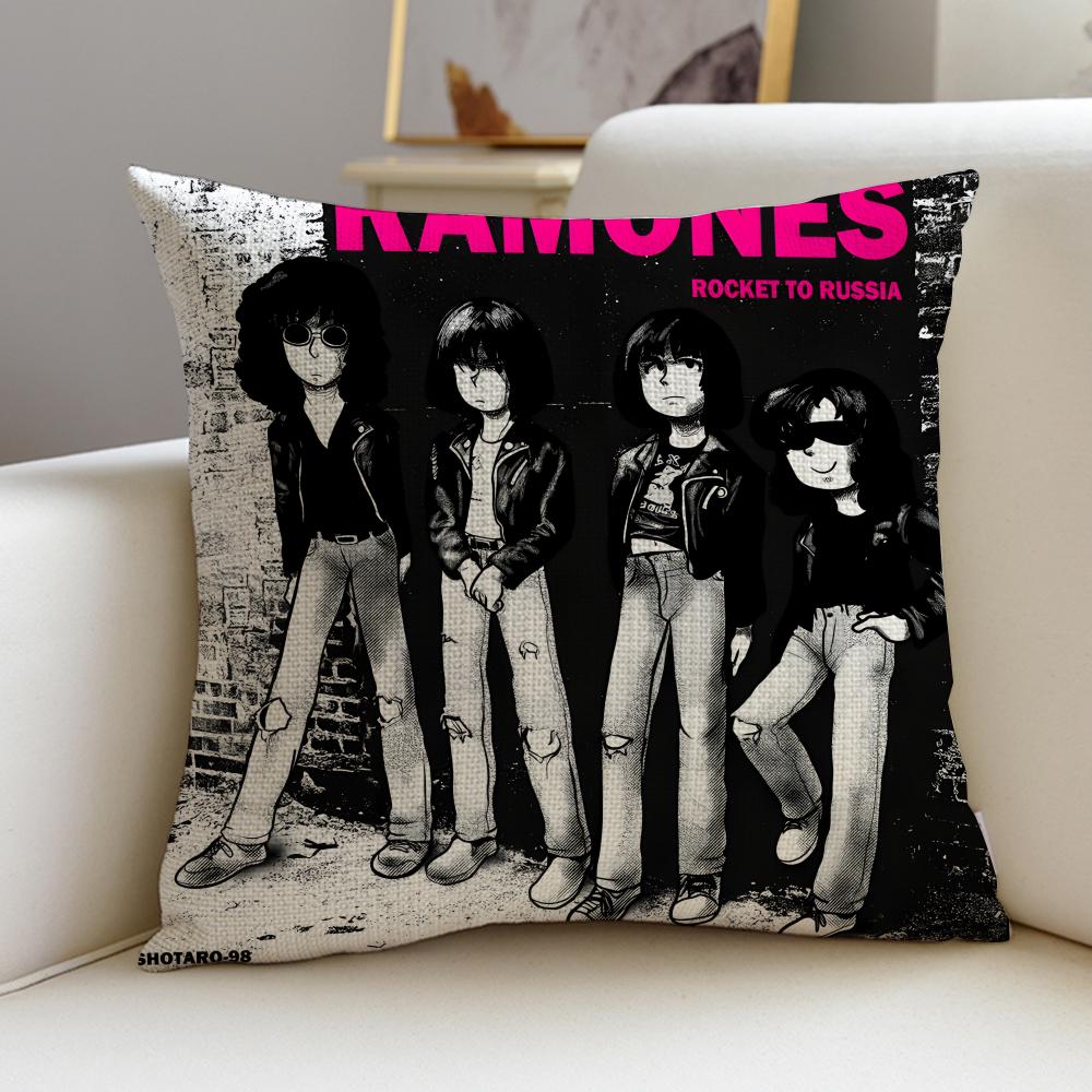 Punk RRamonesS Cushion Cover Breathable and skinfriendly linen pillowcase square removable and washable cushion