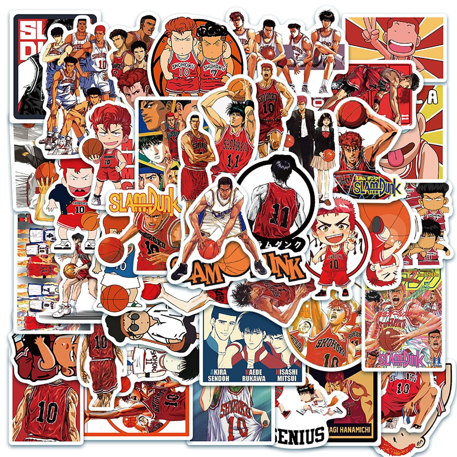 

kolergam Slam Dunk Sticker Cute Anime Stickers for Slam Stylish Waterproof Graffiti Popular DIY Stickers for Water Smartphone 50-Piece Set, Dunk,