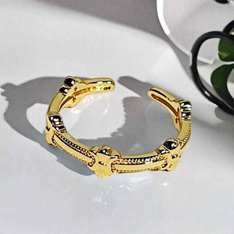 Medieval Vintage Iris Zircon French Retro Open Ring Light Luxury Fashion Women Adjustable opening