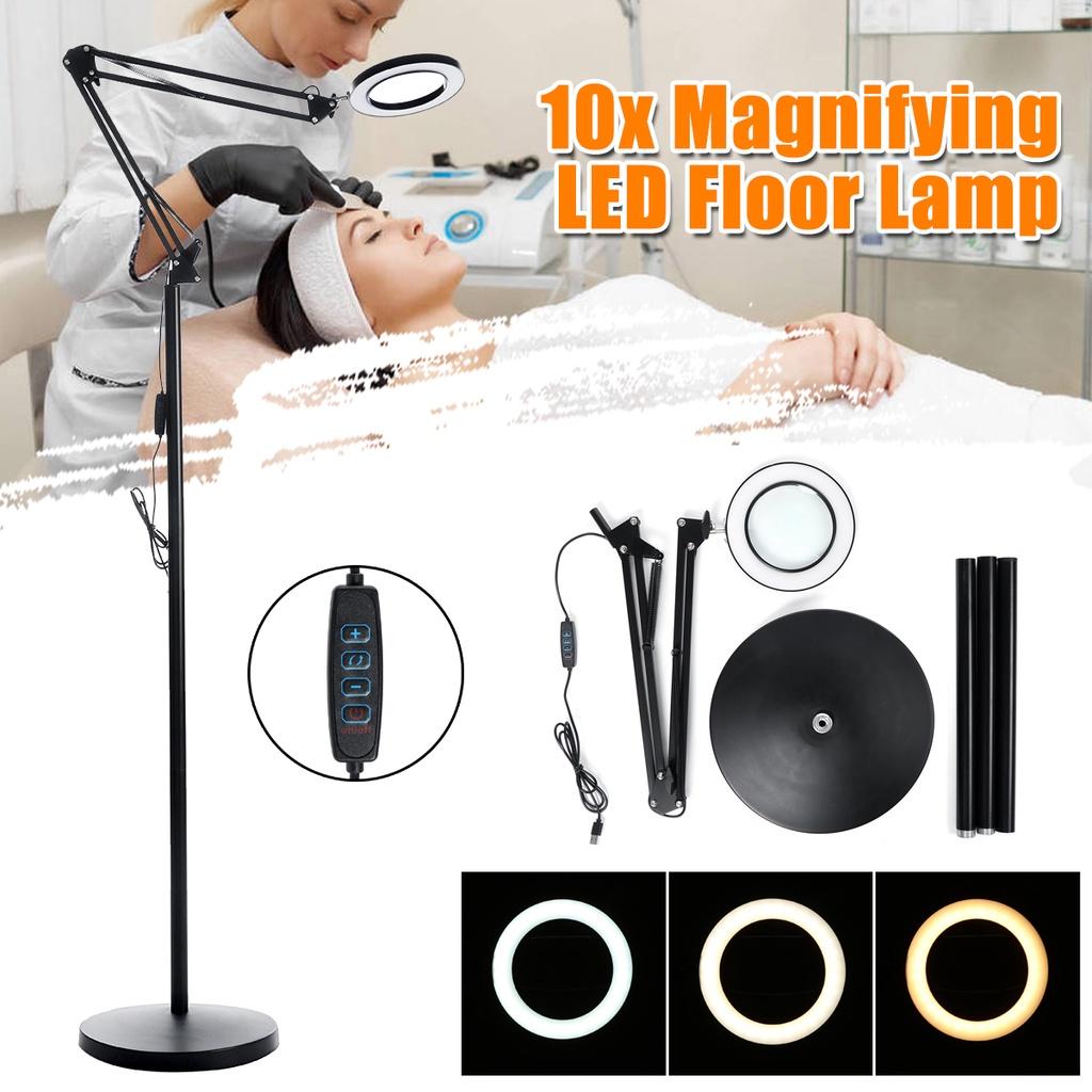 10X Diopter LED Magnifying Floor Stand Lamp Eye Protection Magnifier Glass Ligth Len Facial Light Beauty Salon Nail Tattoo Black/White