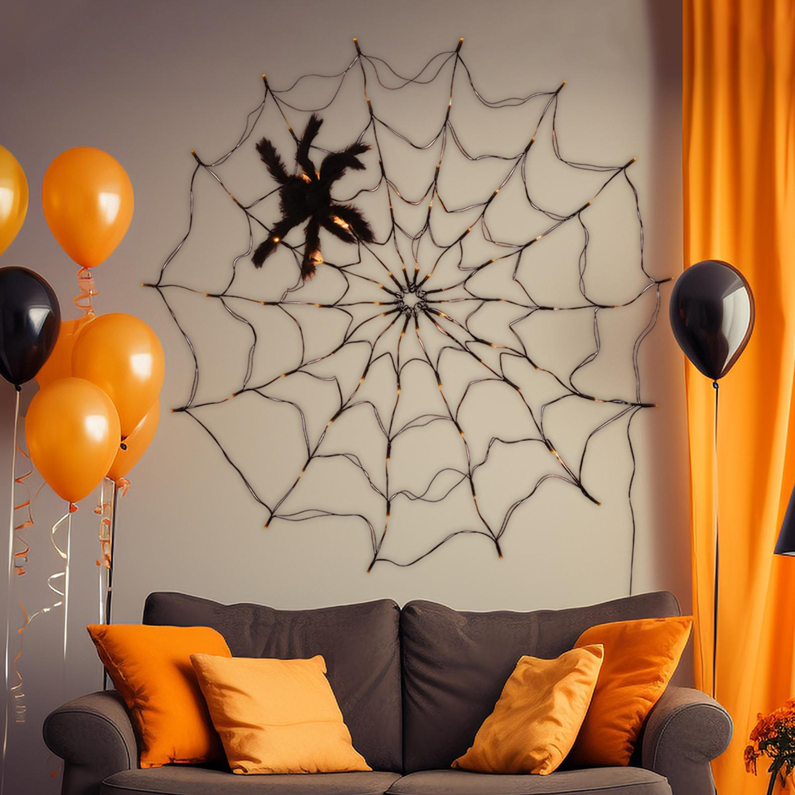 

Светодиодная паутина на Хэллоуин для использования в помещении и на открытом воздухе, для вечеринок в садах