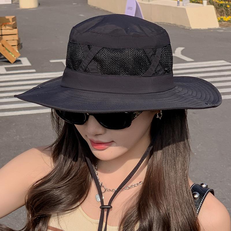

RICYGVM Fashion Girls Mountaineering Cap Summer Mesh Fisherman Hat Large Brim Sun Protection Visros Women Sunscreen Bucket Caps one size чорний
