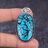 Natural Copper Blue Turquoise Gemstone 925 Sterling Silver Pendant 2.36" P2F68