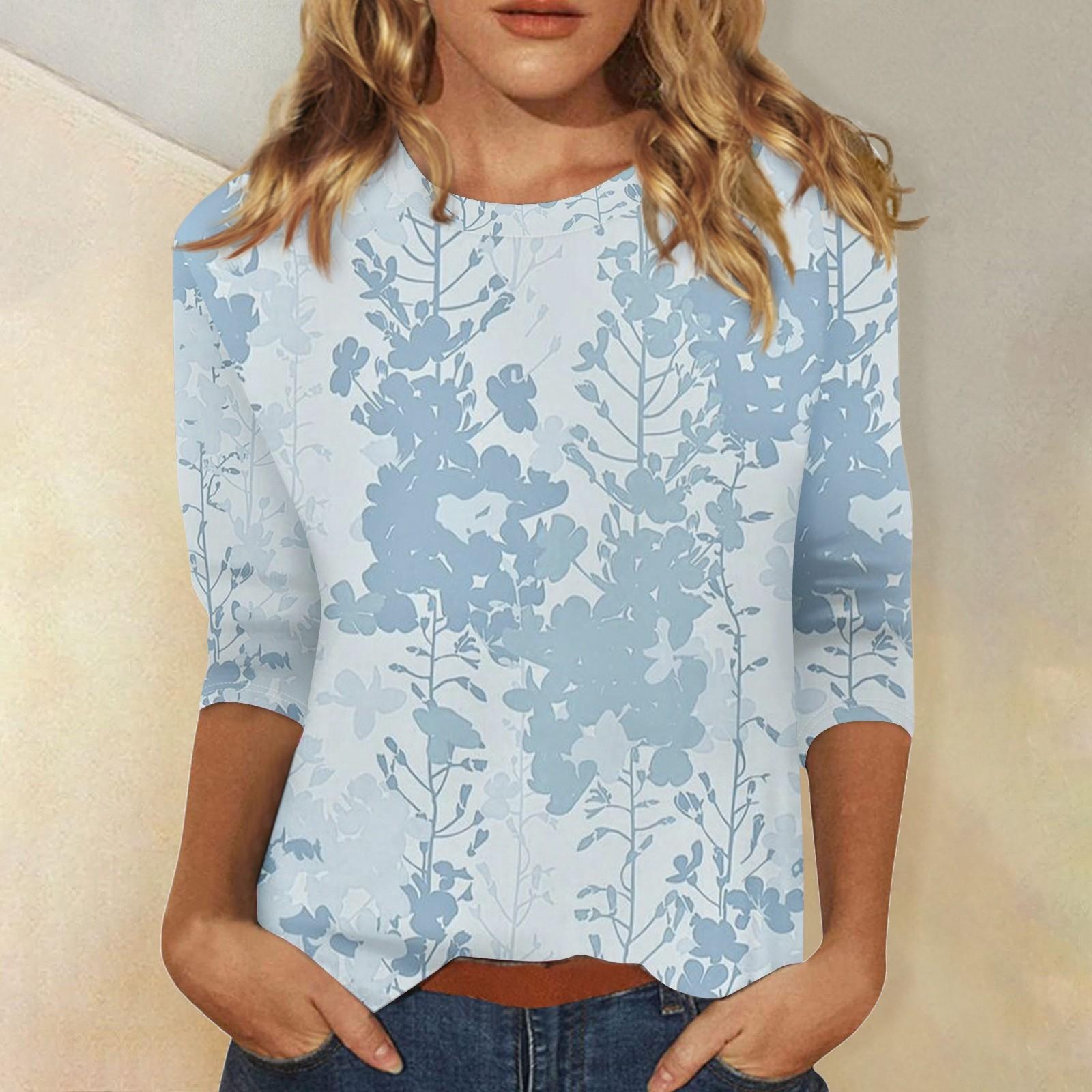 

Жіночі сорочки з рукавом 3/4, футболки з принтом, блузки, повсякденні базові топи, пуловери XXL