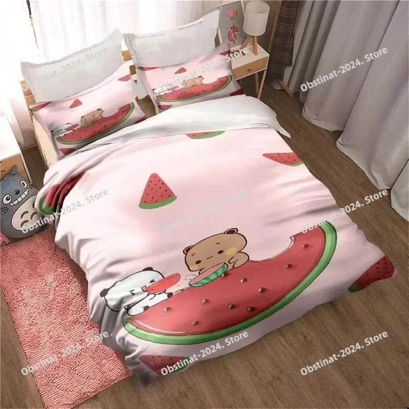 Bubu Dudu Cartoon Cute Bear Kawaii Christmas Gift Bedding Set Duvet Cover Sheet Pillowcase Soft Quilt Cover Queen King Size