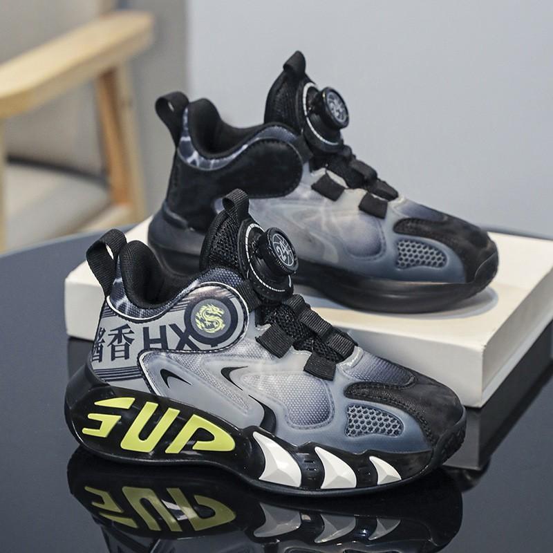 Kids Breathable Mesh Running Shoes Boys Girls Lightweight Basketball Sneakers With