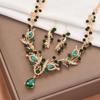 Water Drop Earrings Shining Necklace Wedding Party Rhinestone Jewelry Set  Banquet