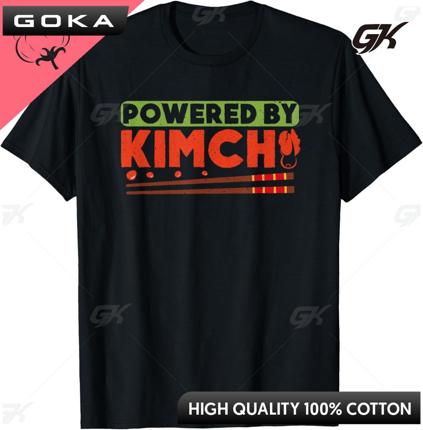 Powered By Kimchi Korean Asian Food Lovers Novelty TShirt Print Design Gifts T Shirts Unisex Clothes Streetwear Tops Camiseta S