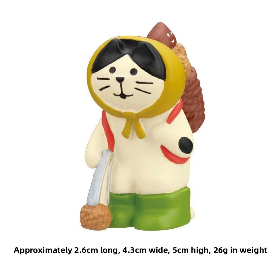 Cat Resin Figurine With Autumn Themed Decor For Home Or Office Display