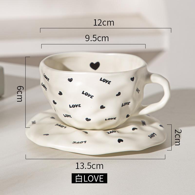 European Ceramic Coffee Cup And Saucer Set, Medieval Hand-Squeezed Ceramic Cup, Restaurant Home Afternoon Tea Cup, Breakfast Cup, Water Cup