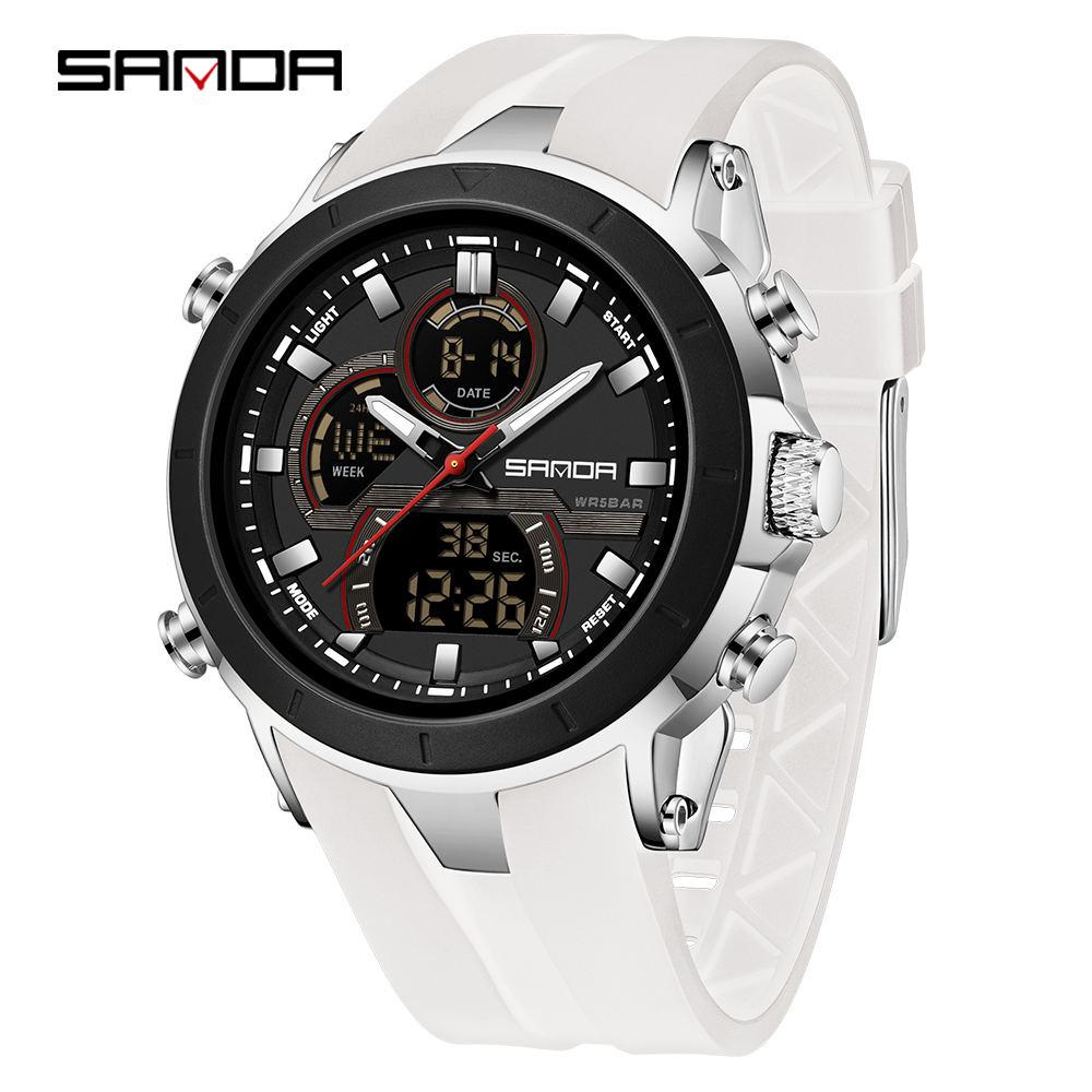 SANDA 6279 Hot Sale Digital Watch for Man Dual Display Large Dial Auto Date Luminous Waterproof Outdoor Sports Digital Men Watch