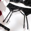 Leopard Print Underwire Push-Up Lingerie Set - Sexy, Sheer, Flocked 4-Piece