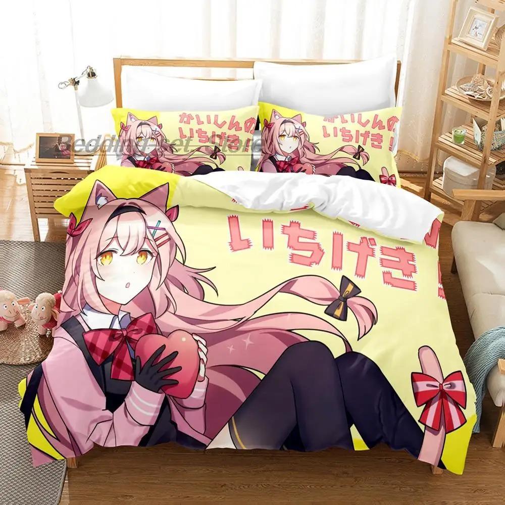 VTuber Ookami Mio Bedding Set Single Twin Full Queen King Size Bed Set Aldult Kid Bedroom Duvetcover Sets 3D Print Kawaii