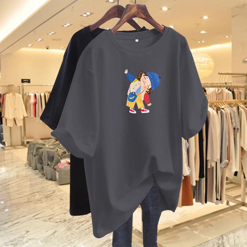 American Retro Cartoon Oversized T-Shirt - Women's Summer Loose-Fit Short Sleeve Top