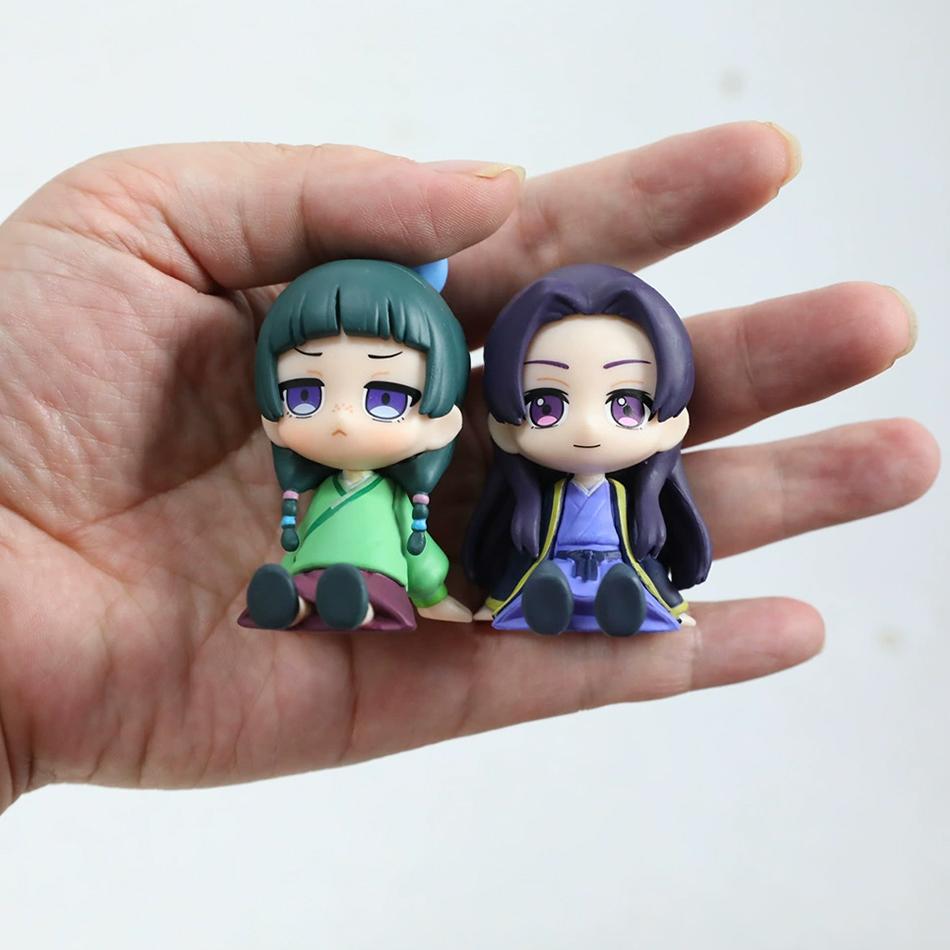 4 Piezas Q-Mini Las Crónicas del Boticario Maomao Jinshi Mini Figura Periféricos de Anime Kawaii Juguetes Sentados Adornos de Escritorio Coche Modelo Regalo