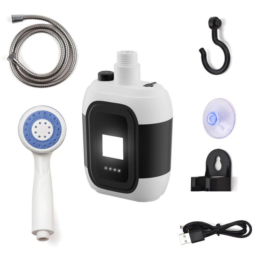 Portable Outdoor Shower with Night Light Battery Powered Camping Showerhead Travel Beach Pool Shower Water Sprayer for Outdoor Use