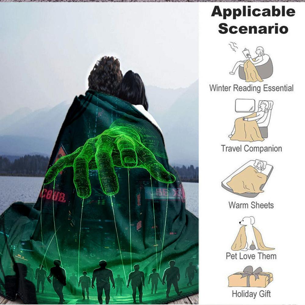 1pc The Matrix Flannel Throw Blanket - HD Printed Lightweight Soft Warm All-Season Blanket for Sofa, Bed, Travel, Camping 037