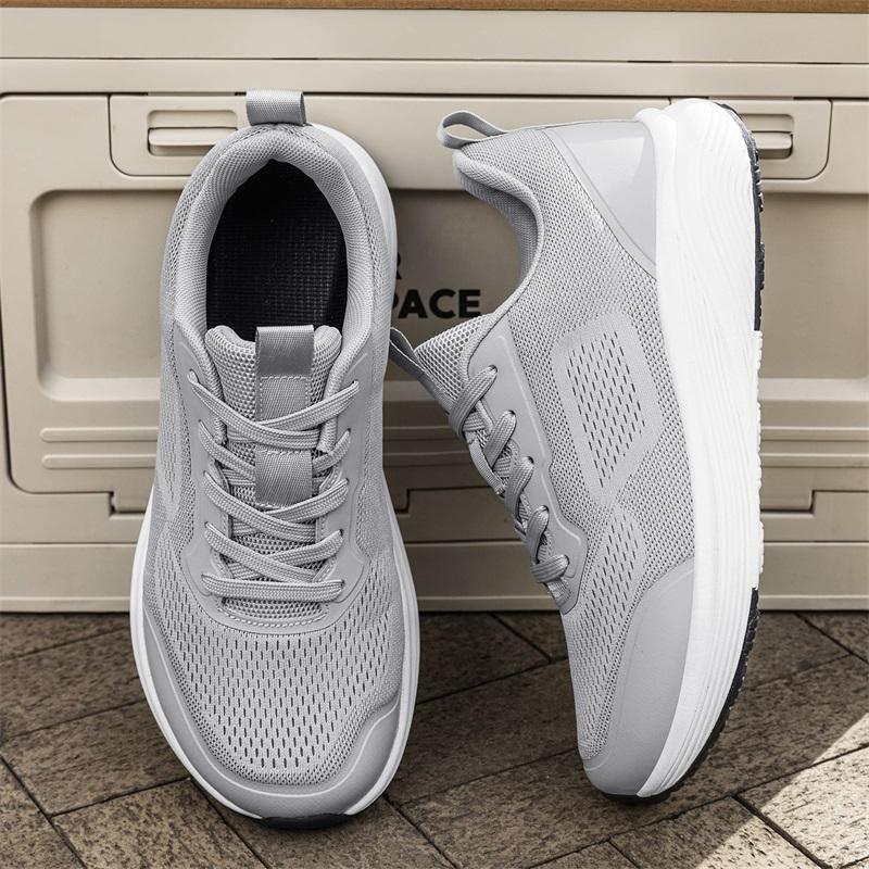Men Wide Toe Box Running Shoes Knitted Mesh Casual Sneakers Thick Sole Breathable Lightweight Athletic Footwear for Jogging
