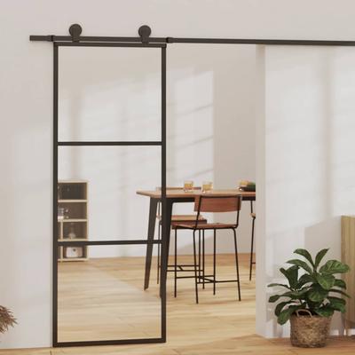 Vidaxl Sliding Door, Esg Glass And Aluminium, 76X205 Cm, Black