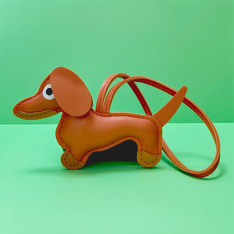 Dachshund Pendant Leather Bag Charm - Cute Cartoon Ornament