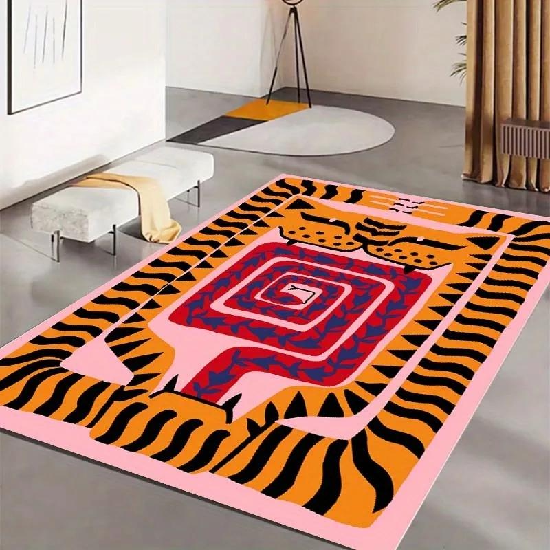 Bohemian Tibetischer Tiger Floral Teppich Nachttisch Bodenmatte Rutschfest Vintage Tier Teppich Marokkanische Teppiche für Wohnzimmer Dekorativ