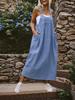 Plus Size Women's Strappy Long Dress - Fashionable Denim Style Skirt