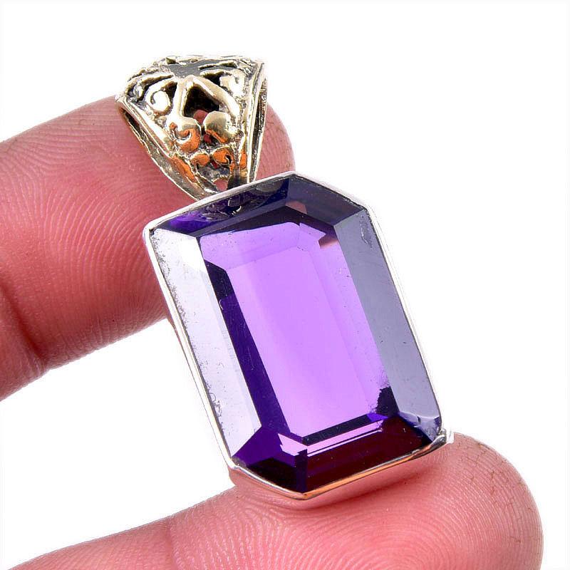

Natural African Amethyst Gemstone 925 Solid Sterling Silver Pendant 1.50 n5l84