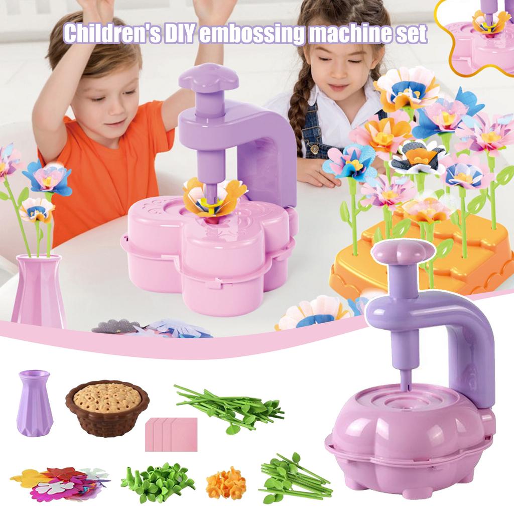 Flower Embossing Machine Children's Creative DIY Handicraft Flower Kit Toy Handmade Simulation Bouquet Making Flower Arrangement