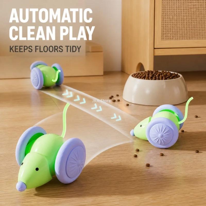 Cat Mouse Car Toy with Laser Teaser Stick Interactive Chase Play Toy for Kittens Indoor Exercise Daily Pet Supplies