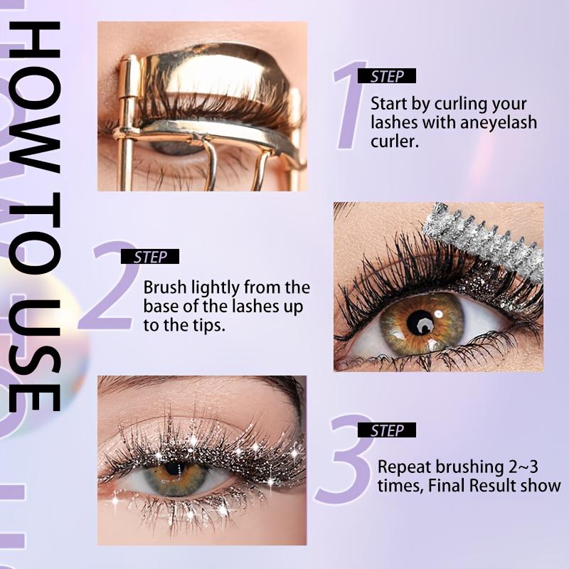 1pc Diamond Shine Waterproof Volume Curl Mascara Glitter Snow Effect,Smudge-proof Eye Makeup for All Skin Types Women Cosmetics