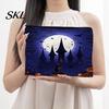 Printed Canvas Organizer Storage Bag, with Halloween Witch Castle Print, Large Wear-Resistant Makeup Pouch Capacity Cosmetic Organizer, for Travel And